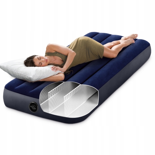Materac 1 osobowy na biwak plaża wyjazd Intex 191 x 76 x 25 cm niebieski