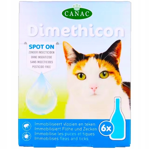 Krople dla kota Canac Preparat blokuje pchły i kleszcze 6 x dawka 1 ml 0,2g