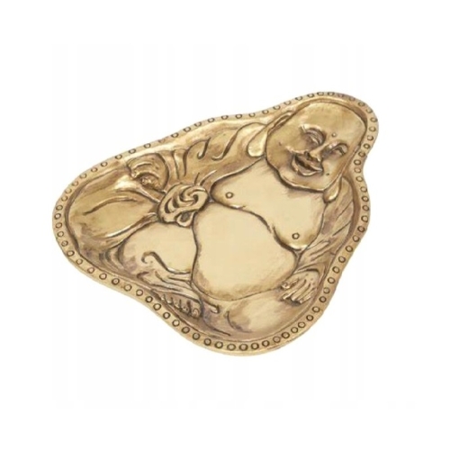 Taca kształt: Złoty Budda wymiary: 16,7x15x2,3 cm złota ciężka poliżywica