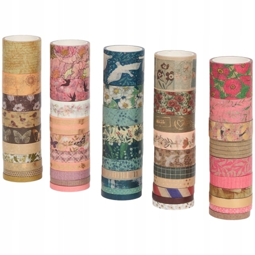WASHI TAPE TAŚMY NAKLEJKI DEKORACJE SCRAPBOOKING ZESTAW 50szt x 4m CZERWONE