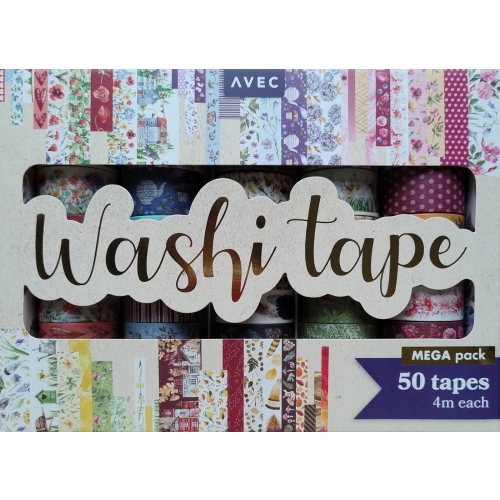 WASHI TAPE TAŚMY NAKLEJKI DEKORACJE SCRAPBOOKING ZESTAW 50szt x 4m FIOLET