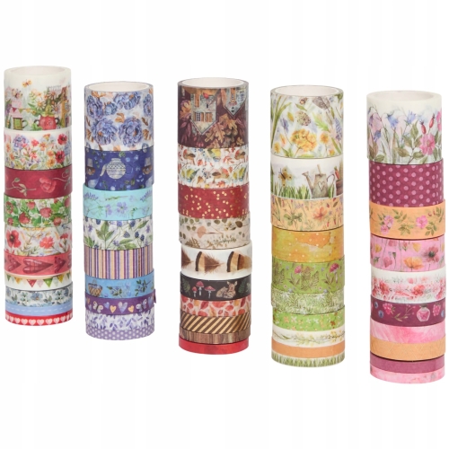 WASHI TAPE TAŚMY NAKLEJKI DEKORACJE SCRAPBOOKING ZESTAW 50szt x 4m FIOLET