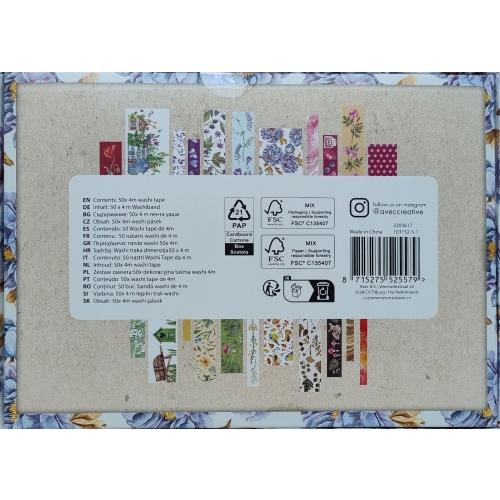 WASHI TAPE TAŚMY NAKLEJKI DEKORACJE SCRAPBOOKING ZESTAW 50szt x 4m FIOLET