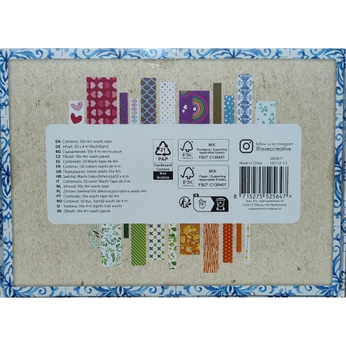 WASHI TAPE TAŚMY NAKLEJKI DEKORACJE SCRAPBOOKING ZESTAW 50szt x 4m BLUE