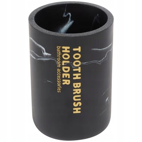 KUBEK NA SZCZOTECZKI DO ZĘBÓW WOLNOSTOJĄCY ESTETYKA MARMUR WYSOKI CZARNY