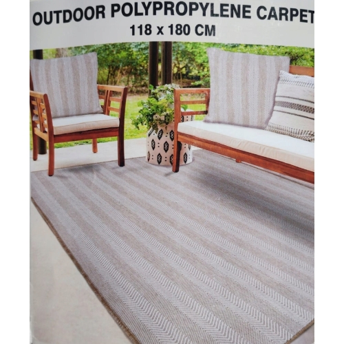 Dywan zewnętrzny balkon taras polipropylen odporny na uv 180 x118 cm beżowy