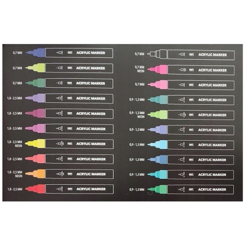 Mazaki Pisaki Markery Flamastry Cienkopisy Akrylowe DecoTime 07-2.5 40 szt.