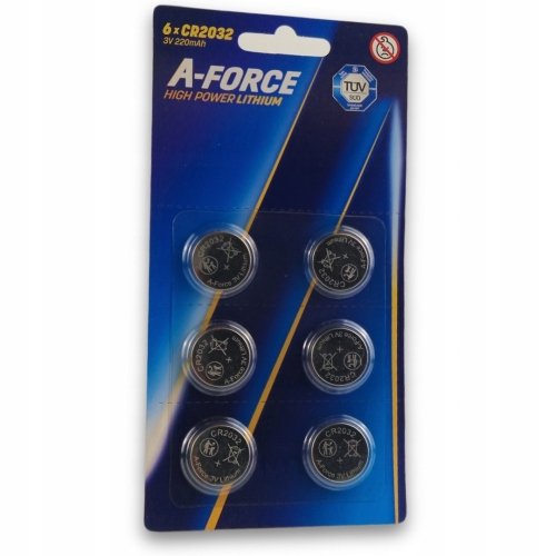 Bateria litowa guzikowa A-Force CR2032 DL2032 BR2032 3V blister 6 szt.