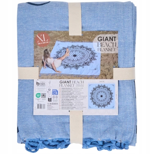 Koc Plażowy XXL 100% Bawełna Mandala GIANT BEACH BLANKET 200x200 cm