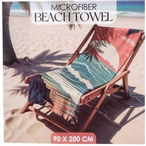 Kompaktowy ręcznik plażowy z mikrofibry 200 x 90 cm duży szybkoschnący FALE