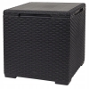 Stół skrzynia stolik 2 w 1 kwadrat 37x37x37 cm Czarny wzór rattan Allibert