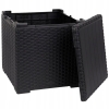 Stół skrzynia stolik 2 w 1 kwadrat 37x37x37 cm Czarny wzór rattan Allibert