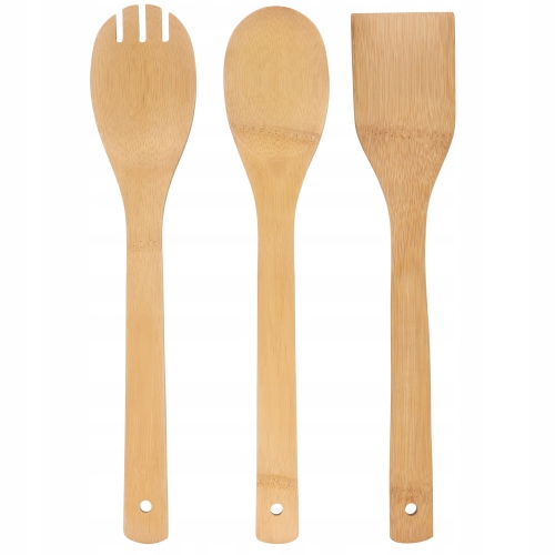 3 BAMBUSOWE EKOLOGICZNE ŁOPATKI ŁYŻKA ŁOPATKA WIDELEC PRZYBORY KUCHENNE 60