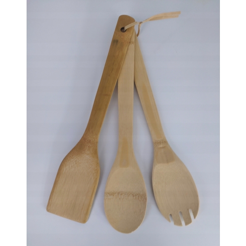 3 BAMBUSOWE EKOLOGICZNE ŁOPATKI ŁYŻKA ŁOPATKA WIDELEC PRZYBORY KUCHENNE 60