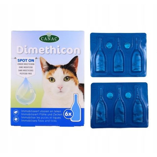 Krople Canac przeciw kleszczom pchłom DLA KOTA 6 x 1ml zestaw na 6 tygodni