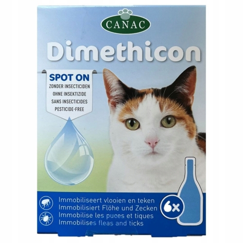 Krople Canac przeciw kleszczom oraz pchłom pielęgnacyjne 6 ml 20g na 42 dni