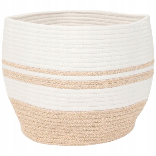 Koszyk do przechowywania pleciony biały styl boho 30 x 27 cm