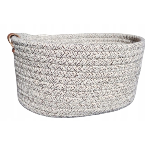 Koszyk do przechowywania bawełniany pleciony beżowy styl boho 22x16x11 cm