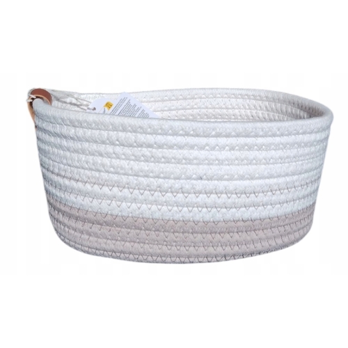 Koszyk do przechowywania bawełniany pleciony biały brąz styl boho 22x16 cm