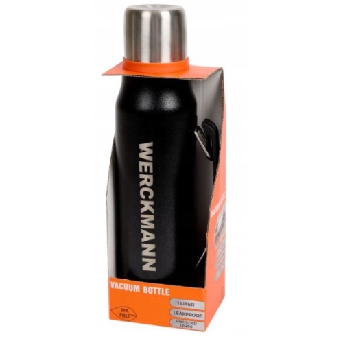 TERMOS METALOWY BUTELKA PRÓŻNIOWA 1L WERCKMANN BPA FREE 12 H CIEPŁO/ZIMNO