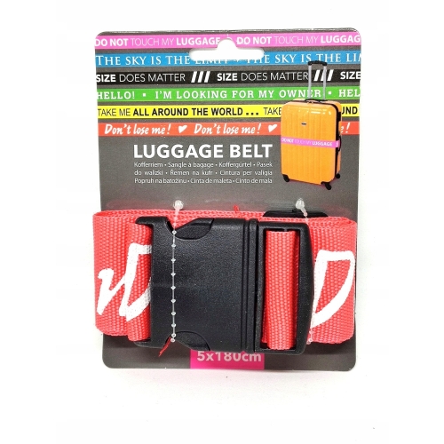 Pas zabezpieczający do bagażu walizki klamra LUGGAGE BELT 5x180cm CZERWONY