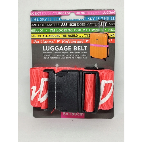 Pas zabezpieczający do bagażu walizki klamra LUGGAGE BELT 5x180cm CZERWONY