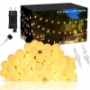 LAMPKI ZEWNĘTRZNE OGRODOWE GIRLANDA 50 kulek LED BIAŁE CIEPŁE 15 mb
