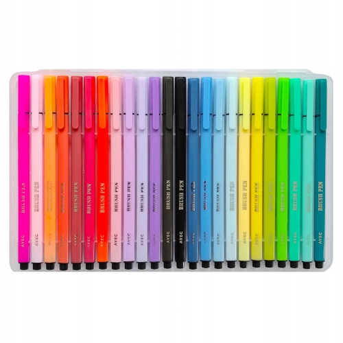 Pisaki Markery Pędzelkowe Cienkopisy BRUSH PENS 1-5 mm 24 szt w Etui Avec