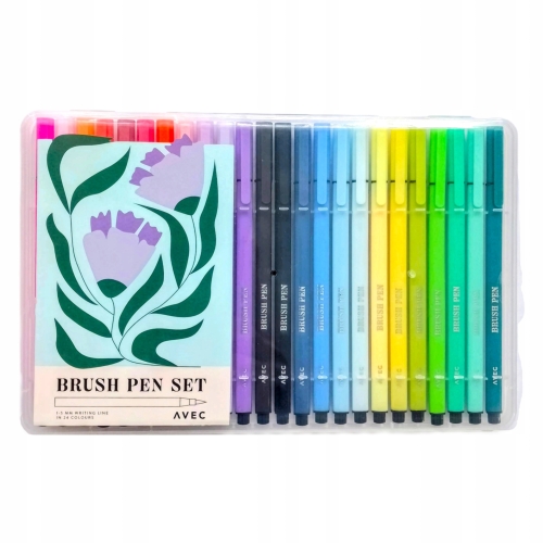 Pisaki Markery Pędzelkowe Cienkopisy BRUSH PENS 1-5 mm 24 szt w Etui Avec