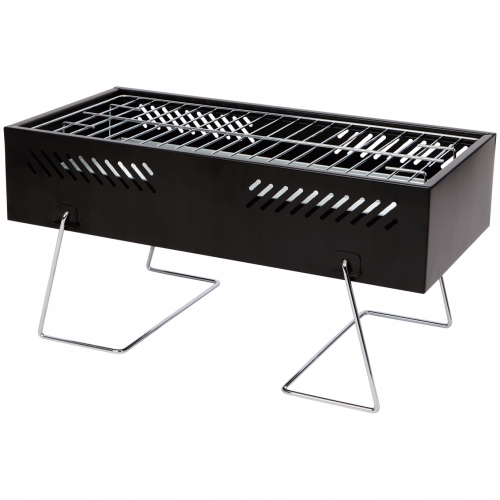 Grill piknikowy węglowy na nóżkach kompaktowy przenośny BBQ 44,5 x 21 cm