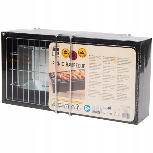 Grill piknikowy węglowy na nóżkach kompaktowy przenośny BBQ 44,5 x 21 cm