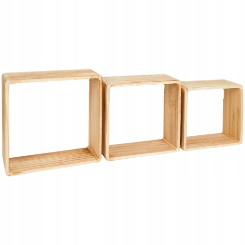 3x DREWNIANY REGAŁ ŚCIENNY CUBE PÓŁKA WISZĄCA Home Decor Accents BUK