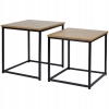 Stolik kawowy Loft kwadratowy dąb jasny zestaw 2 sztuki 37,5 x 37,5 x 40 cm