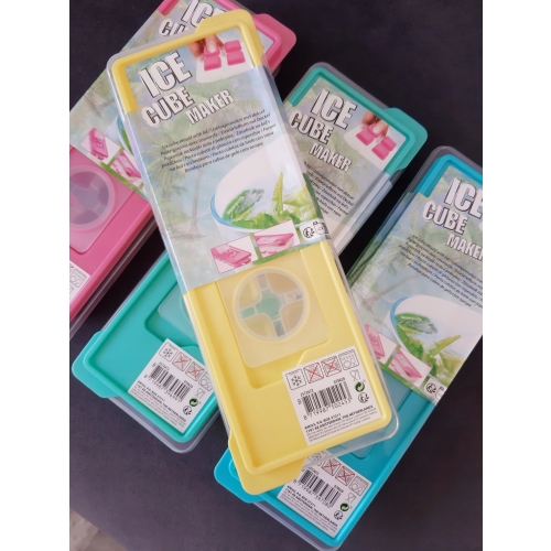 Silikonowy pojemnik foremka na kostki lodu z pokrywką 12 miejsc różowy