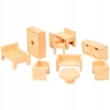Drewniane meble mebelki salon łóżko do domku dla lalek Hobby Flora 12 pcs