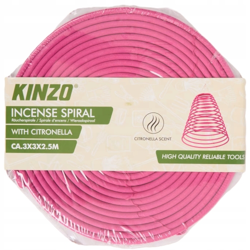 Kadzidełko spiralne z olejkiem z citronelli na owady komary RÓŻOWA 2,5 m