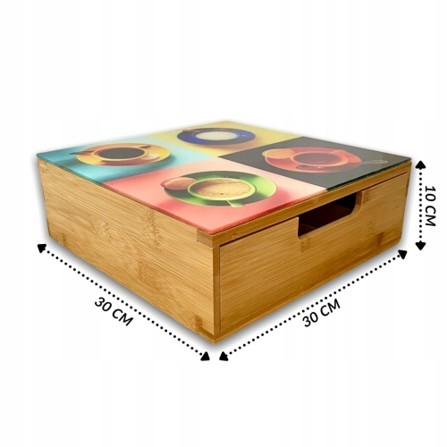 ORGANIZER KAWA HERBATA PRZYPRAWY BAMBUSOWY SZKLANY BLAT 30 cm ZIARNA KAWY