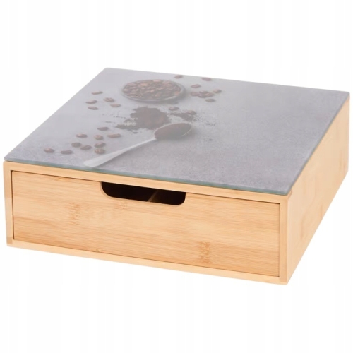 ORGANIZER KAWA HERBATA PRZYPRAWY BAMBUSOWY SZKLANY BLAT 30 cm ZIARNA KAWY