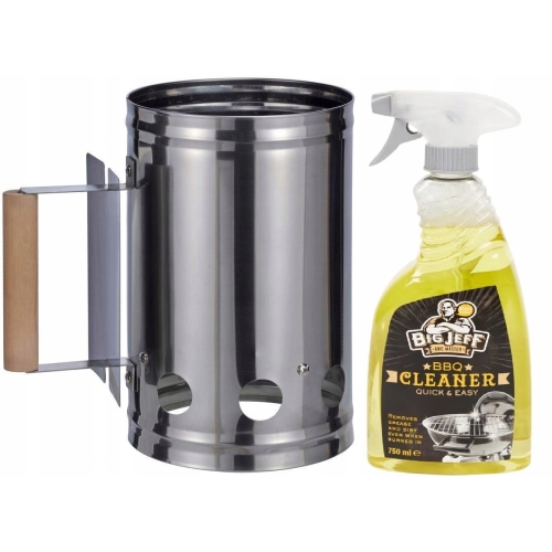 KOMIN DO ROZPALANIA GRILLA STARTER UCHWYT + PŁYN CZYSZCZĄCY BIG JEFF 750ML