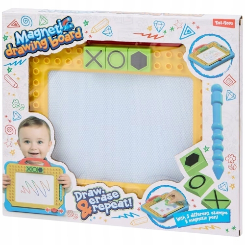 Tablica magnetyczna do rysowania zmazywalna Toi-Toys 35 x 27cm niebieska
