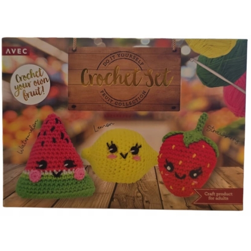ZESTAW DO SZYDEŁKOWANIA SZYDEŁKO NICI IGŁA OWOCE WIŚNIA SMOCZY OWOC ANANAS