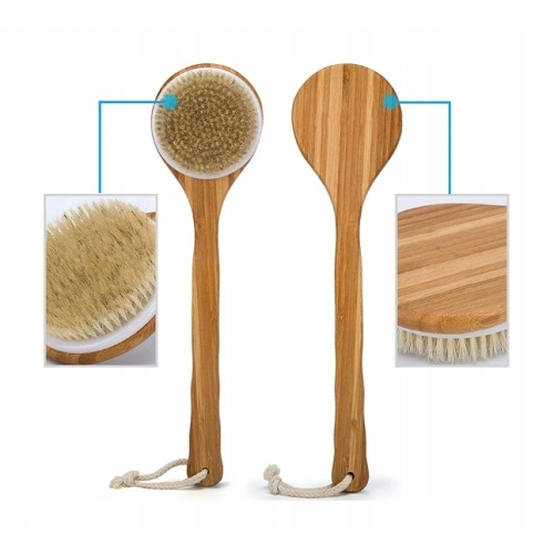 Bambusowa szczotka do kąpieli mycia pleców pod prysznic długa 38 cm masaż