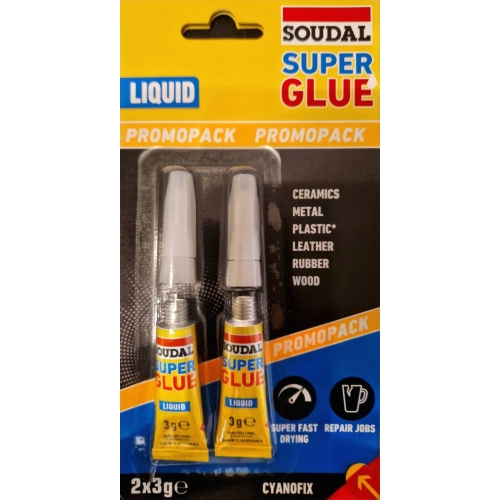 KLEJ SUPER GLUE LIQUID UNIWERSALNY SZYBKI PROMOPACK 2 X 3G 2 sztuki SOUDAL