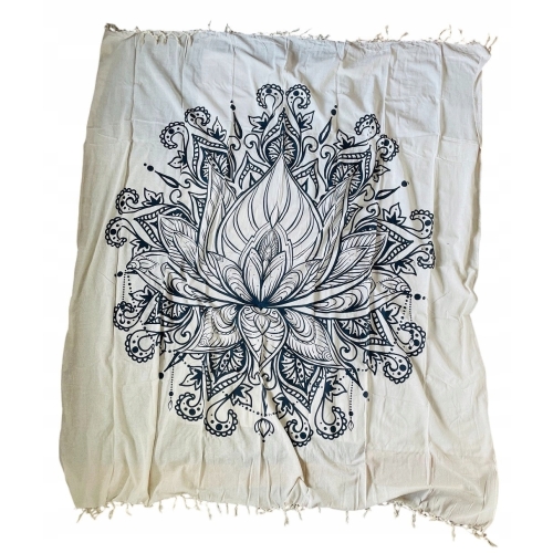 Koc Plażowy XXL 100% Bawełna KWIAT LOTOSU GIANT BEACH BLANKET 200x200 CM
