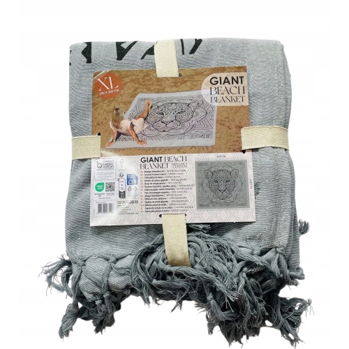 Koc Plażowy XXL 100% Bawełna Mandala TYGRYS GIANT BEACH BLANKET 200x200 cm