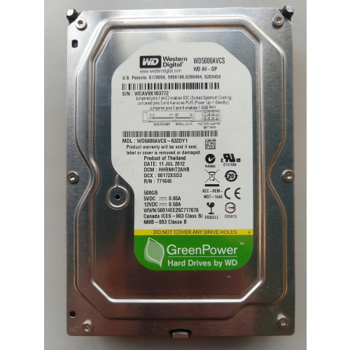 Dysk twardy Western Digital WD AV-GP WD5000AVCS DS 500GB SATA II 3,5