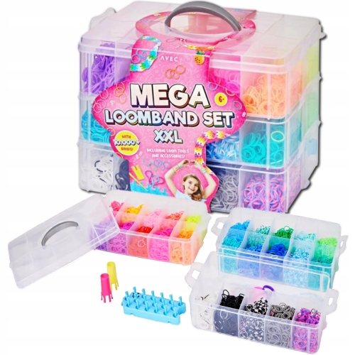 Gumki do bransoletek Kufer Mega Zestaw XXL KROSNO SZYDEŁKO 10000 sztuk AVEC