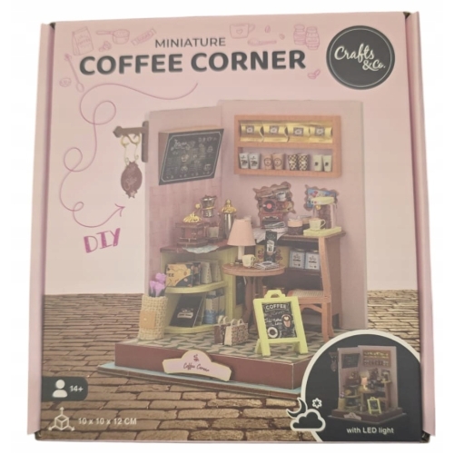 Miniaturowy domek COFFE CORNER DIY światło LED Crafts&Co ZRÓB TO SAM