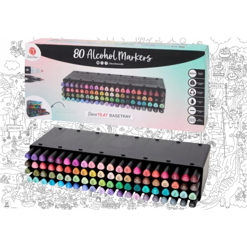 Markery Alkoholowe 80 sztuk dwustronne DecoTime duży box mix Kolory
