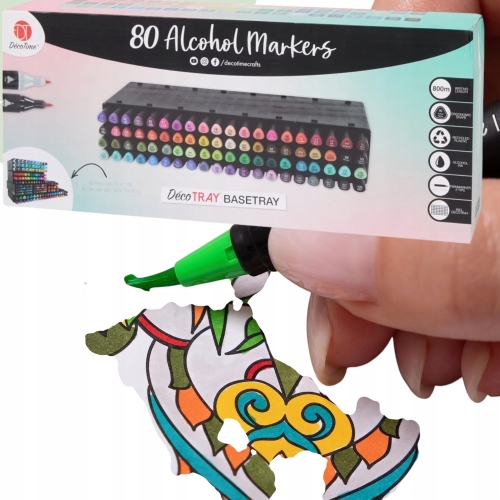 Markery Alkoholowe 80 sztuk dwustronne DecoTime duży box mix Kolory